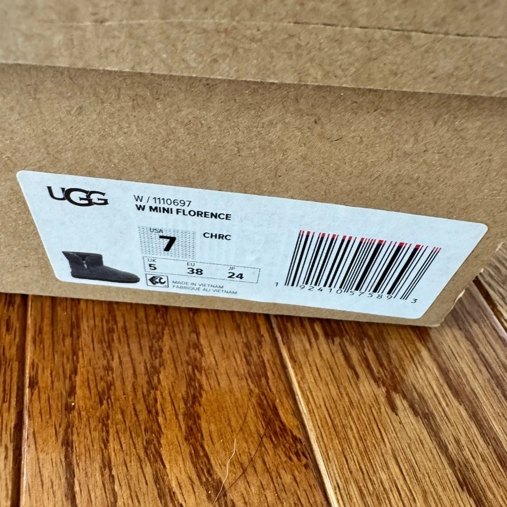 UGG Women's Mini Florence Boot, Charcoal Gray, Size 7